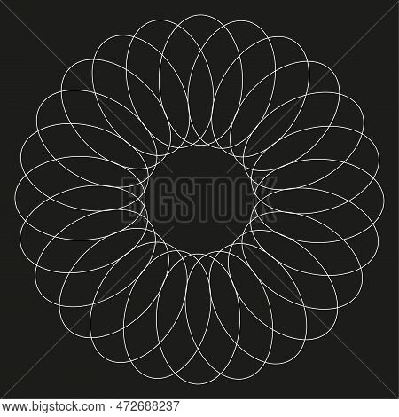 Modern Circle Petals Line. Abstract Geometric Round Shape. Vector Illustration.