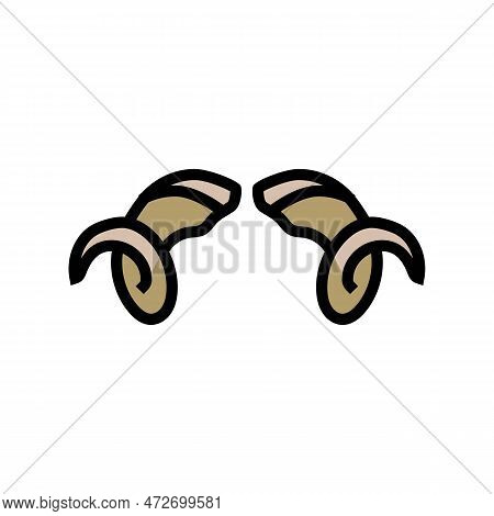 Ram Horn Animal Color Icon Vector. Ram Horn Animal Sign. Isolated Symbol Illustration