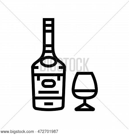 Brandy Drink Bottle Line Icon Vector. Brandy Drink Bottle Sign. Isolated Contour Symbol Black Illust