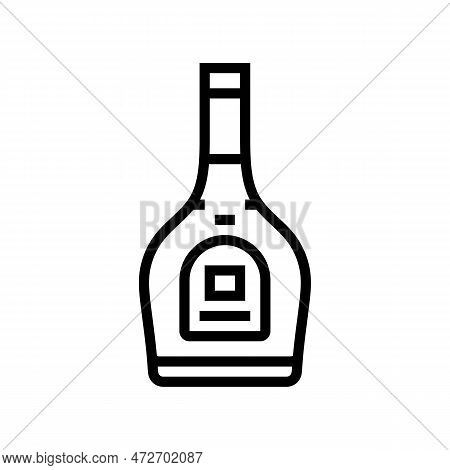 Brandy Glass Bottle Line Icon Vector. Brandy Glass Bottle Sign. Isolated Contour Symbol Black Illust