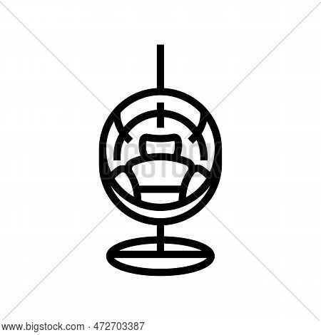 Hammock Chair Living Room Line Icon Vector. Hammock Chair Living Room Sign. Isolated Contour Symbol 
