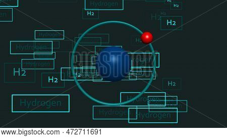 Hydrogen Atomic Level Rotating Nucleus Info Graphic