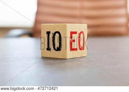 Wooden Cubes With The Expression 'iq' 'intelligence Quotient' To 'eq' 'emotional Quotient'. Beautifu