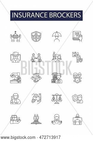 Insurance Brockers Line Vector Icons And Signs. Home, Real, Brocker, Estate, House, Show, Hold, Buil