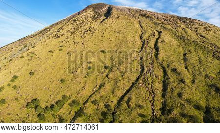 Aerial View Of Mount Sindoro In Indonesia With Noise Cloud. High Quality Photo. Selective Focus. Jav