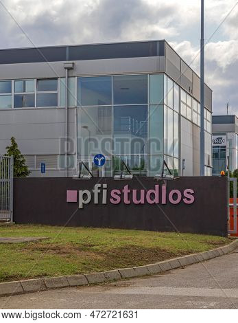 Simanovci, Serbia - August 22, 2022: Film Production Company Pfi Studios Complex Buildings.