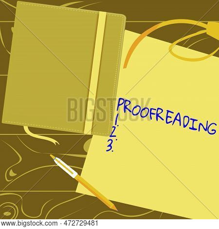 Conceptual Caption Proofreading. Internet Concept Act Of Reading And Marking Spelling, Grammar And S