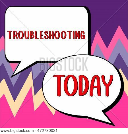 Sign Displaying Troubleshooting. Business Concept An Act Of Investigating Or Dealing With In The Pro