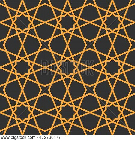 Mashrabiya Arabesque Pattern, Seamless Arabic Islamic Ornament, Vector Background. Mashrabiya Or Mus