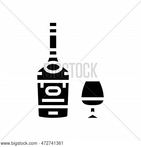 Brandy Drink Bottle Glyph Icon Vector. Brandy Drink Bottle Sign. Isolated Symbol Illustration