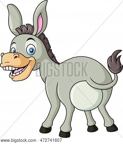 Vector Illustration Of Cute Happy Donkey Cartoon On White Background
