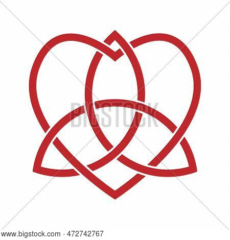 Celtic Knot Symbol Ith A Heart Shape On A White Background, Vector Illustration