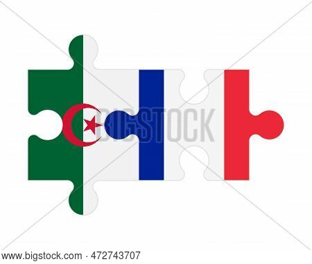Puzzle Of Flags Of Algeria And France, Vector