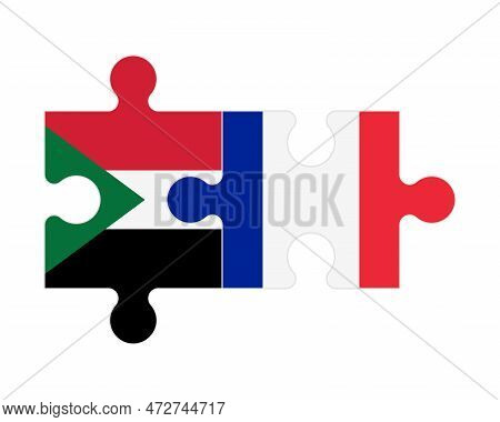 Connected Puzzle Of Flags Of Sudan And France , Vector