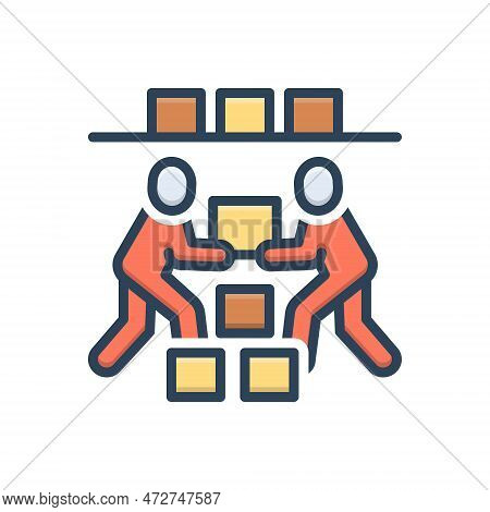 Color Illustration Icon For Helping Serving Share Loading Support Recourse Together Gratitude