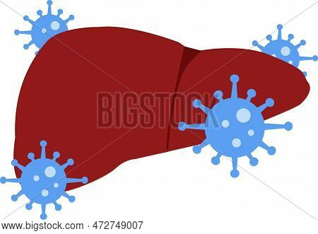 Hepatitis C Icon On White Background. Viral Hepatitis Concept. Hepatitis C Virus Attack The Liver Si