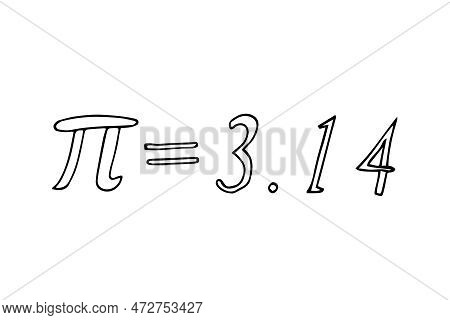 Hand Drawn Pi Simbol On White Background, Isolated Vector Illustration