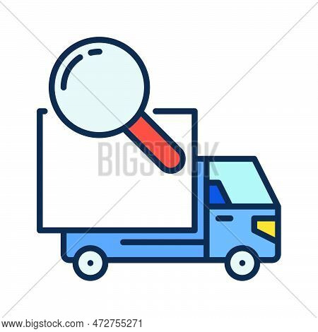 Delivery Truck And Magnifier Vector Trucks Search Concept Colored Icon Or Sign