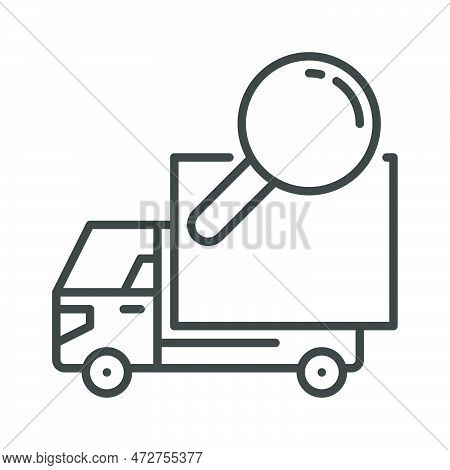Delivery Truck With Magnifying Glass Vector Trucks Search Concept Icon Or Symbol In Outline Style