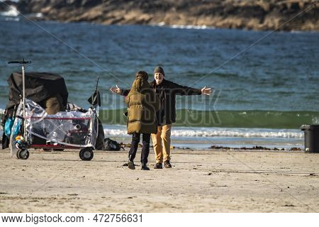 Portnoo, County Donegal, Ireland - March 07 2023 : Niall Williams Enjoying The Filming Of For Letter