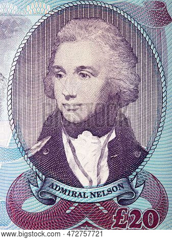 Admiral Horatio Nelson A Portrait From Old Gibraltar Money - Pound
