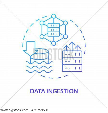 Data Ingestion Blue Gradient Concept Icon. Information Transportation. Data Lake Key Concept Abstrac