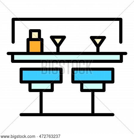 Street Bar Counter Icon. Outline Street Bar Counter Vector Icon For Web Design Isolated On White Bac