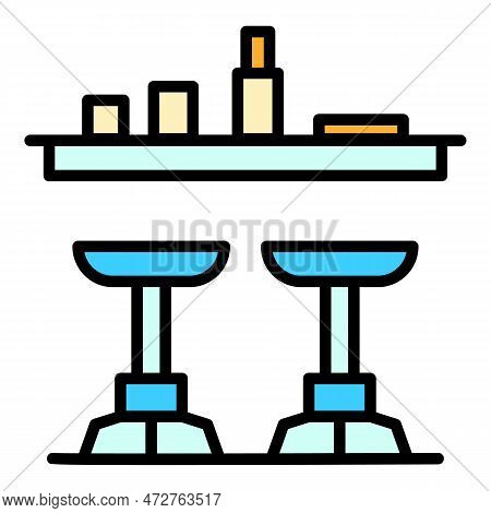 Serving Bar Counter Icon. Outline Serving Bar Counter Vector Icon For Web Design Isolated On White B