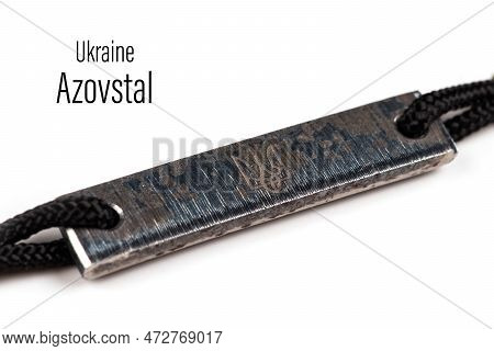 Azovstal Limited Edition Bracelet Made Of Last Portion Of Steel From Azovstal On White.