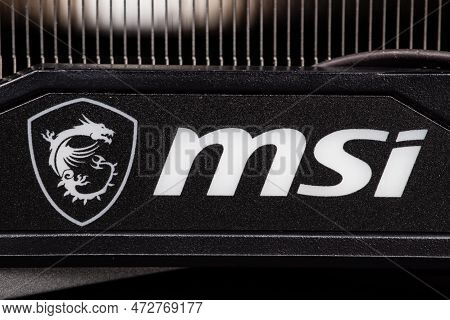 Ukraine, Dnipro, February 23, 2023: Msi Logo Graphics Card, Hardware Components For Build Pc Or Mini