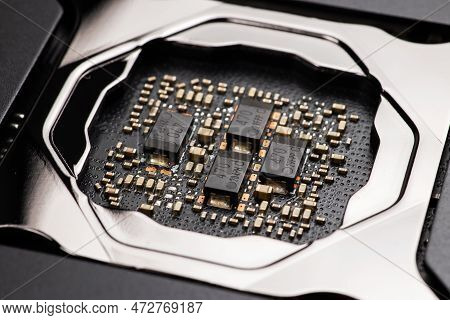 Modern Graphics Card Backplate, Hardware Components For Build Pc Or Mining Rig.