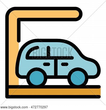 Parked Car Icon. Outline Parked Car Vector Icon For Web Design Isolated On White Background Color Fl