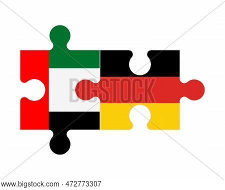 Connected Puzzle Of Flags Of United Arab Emirates And Germany, Vector