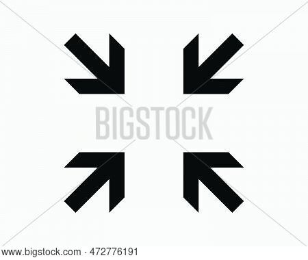 Arrows Pointing Point Inwards Zoom In Center Four Corners Black White Silhouette Sign Symbol Icon Ve