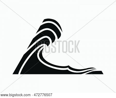 High Waves Icon Tsunami Tidal Wave Sea Ocean Water Big Tide Vector Black White Silhouette Symbol Sig