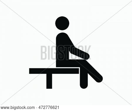 Man Sitting Sit Bench Chair Cross Leg Resting Rest Thinking Icon Black White Silhouette Symbol Sign 