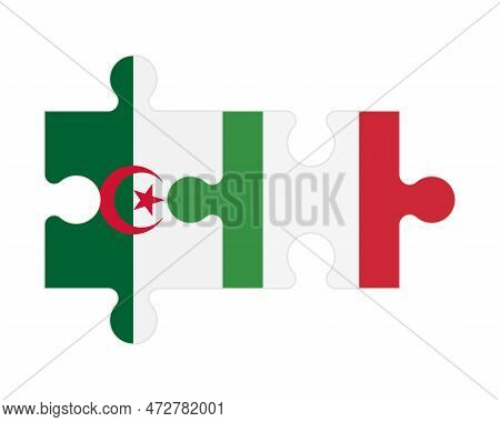 Connected Puzzle Of Flags Of Algeria And Italy, Vector