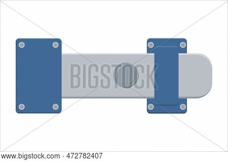 Door Latch, Sliding Lock With Dead Bolt In Flat Style. Vector Illustration.