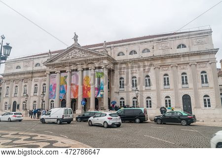 Lisbon, Portugal - December 5, 2022: Teatro Nacional D. Maria Ii.