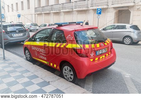 Lisbon, Portugal - December 5, 2022: Car Belong To Firemen In Lisbon (regimento De Sapadores Bombeir