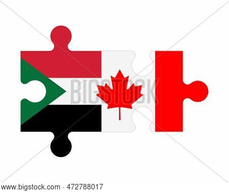 Connected Puzzle Of Flags Of Sudan And Canada, Vector