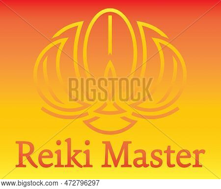 Template, Element For Logo Design With Lotus On The Theme Of Spirituality. Reiki Ryoho Tradition.