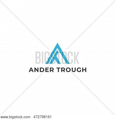 Abstract Initial Letter At Or Ta Logo On Blue Color Isolated On White Background Applied For Busines