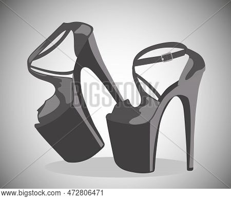 Illustration. Black High Heels For Pole Dancing