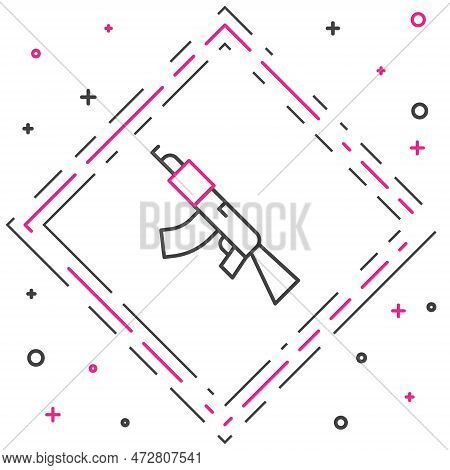 Line Submachine Gun Icon Isolated On White Background. Kalashnikov Or Ak47. Colorful Outline Concept