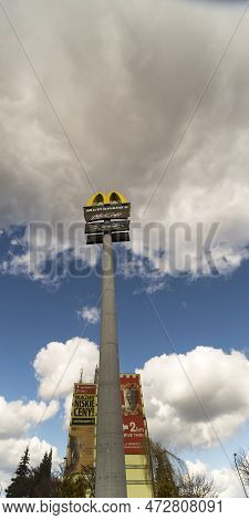 Poland Ostrowiec Swietokrzyski, March 16, 2023 At 12:25. A Signboard With The Logo Of A Well-known F
