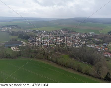 Winter View On Val De Livre En Gran Cru Vineyards Of Famous Champagne Houses In Montagne De Reims, C