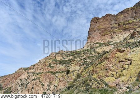 Spring In The Superstition Mountains, Cliff On Picketpost Mountain