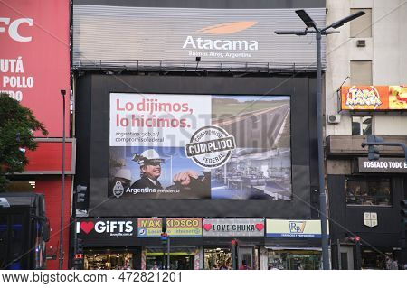 Buenos Aires, Argentina; March 3, 2023: Screen With Political Advertising Of The National Presidency