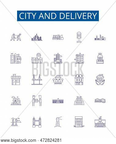 City And Delivery Line Icons Signs Set. Design Collection Of City, Delivery, Urban, Local, Mail, Exp